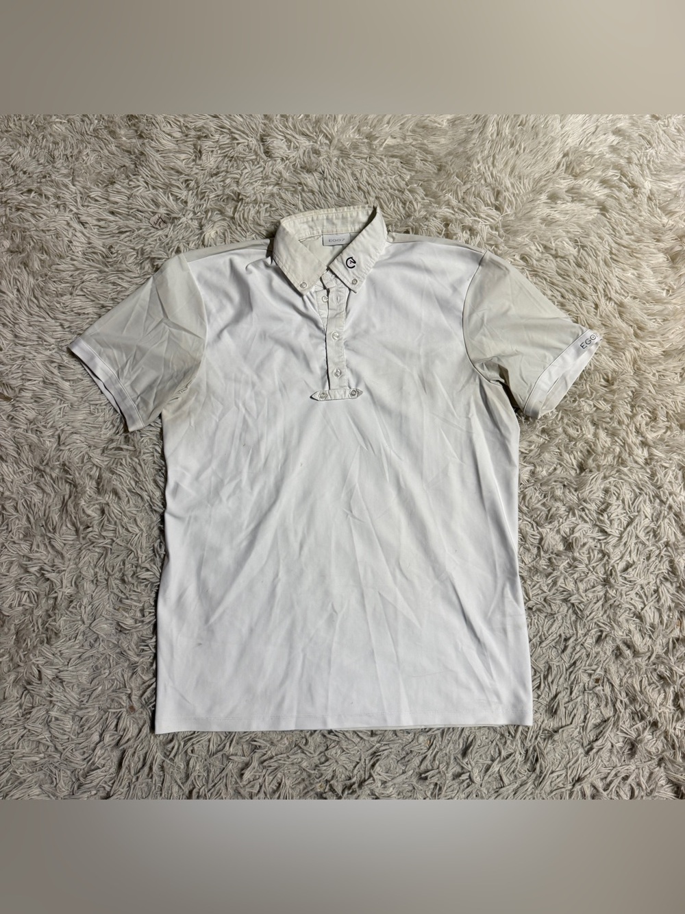 Men’s Small White Ego7 Short Sleeve Horseback Riding Show Shirt